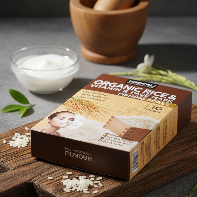 HAOKALI Professional Care Organic Rice & Vitamin E Face Mask - Firming Pores, Nourishing, Moisturizing & Whitening Skin