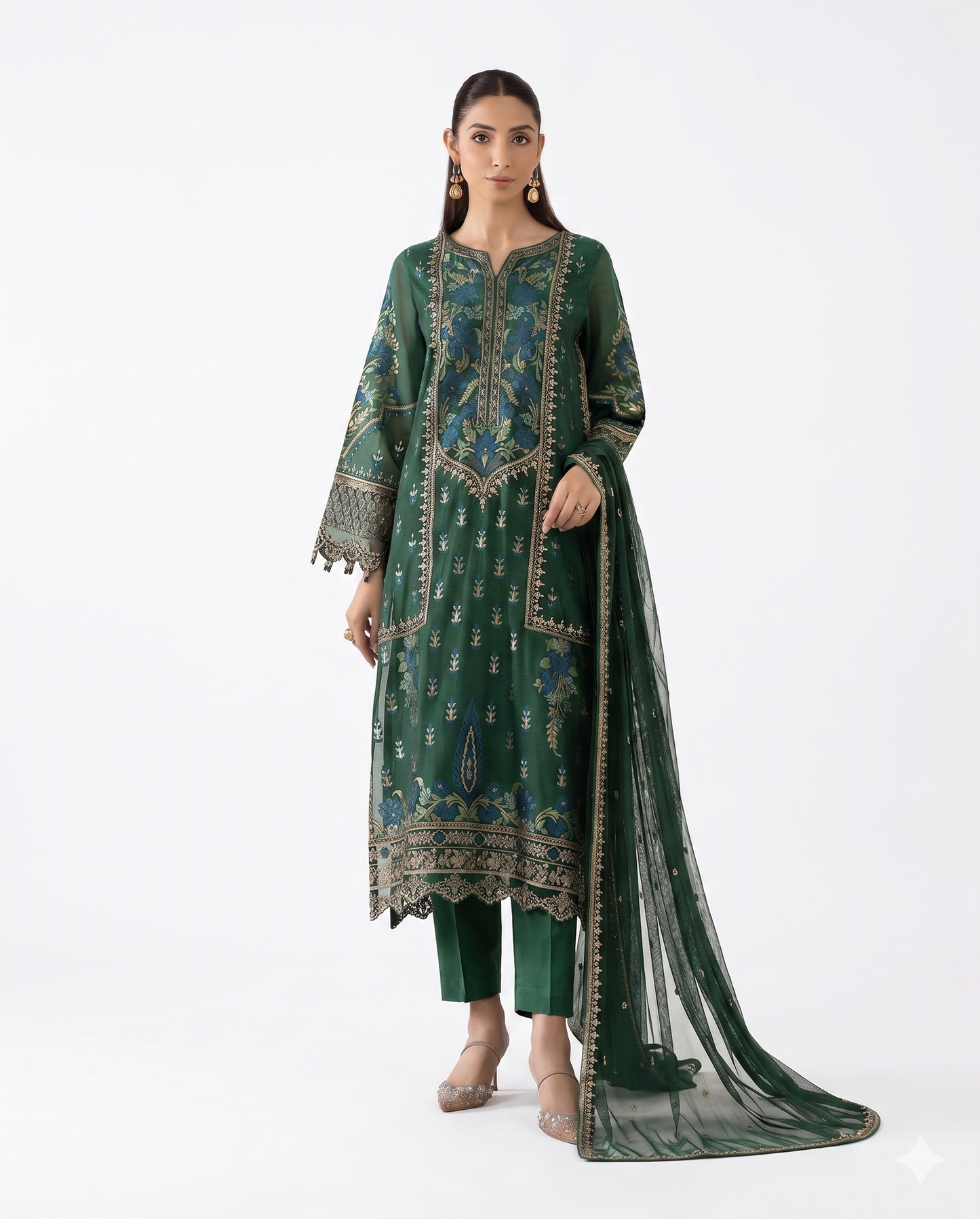 Maria.B. Premium Embroidered Luxury Lawn 3-Piece Suit (AK-3364) – Emerald Green