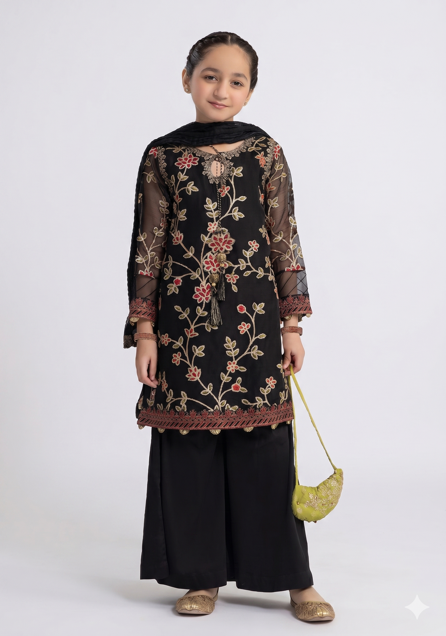 Maria.B. Kids Embroidered Luxury Lawn 2-Piece Suit (AK-2260) – Obsidian Black