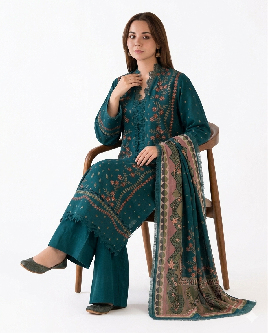 Sobia Nazir Premium Embroidered Luxury Lawn – Emerald Forest