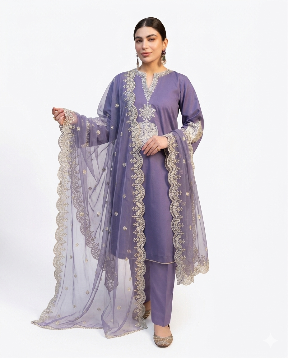 COCO by Zara Shahjahan Premium Embroidered Luxury Lawn – 3-Piece Suit (AK-3328)
