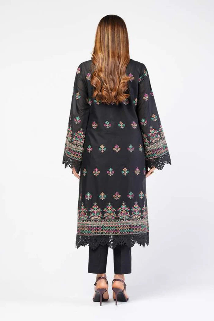 Zayan Collection – Jet Black Embroidered 3-Piece Lawn Bana Dora Suit (VOL-1204)