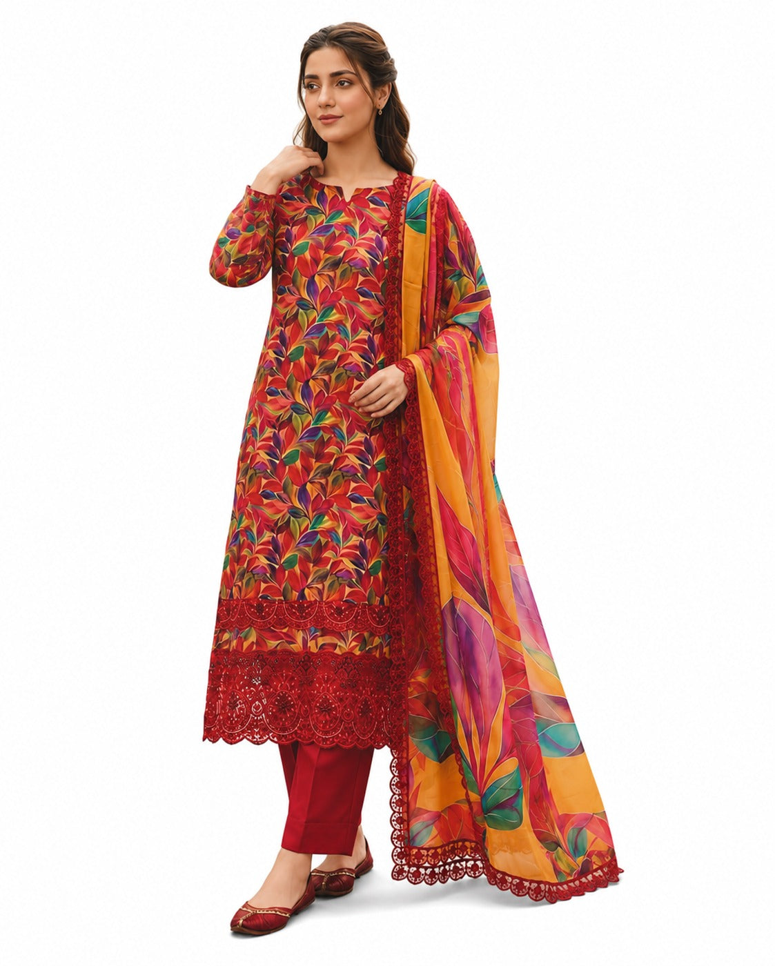 Autumn Radiance – Multicolor Floral Printed Suit Set