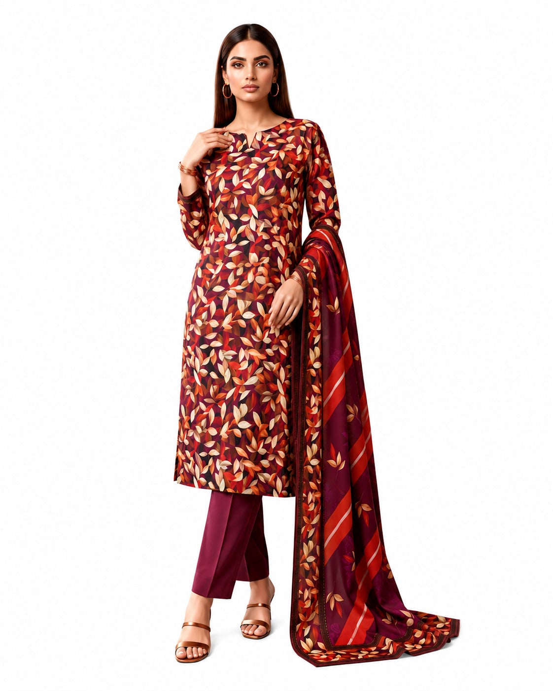 Autumn Bloom Printed 3-Piece Lawn Suit
