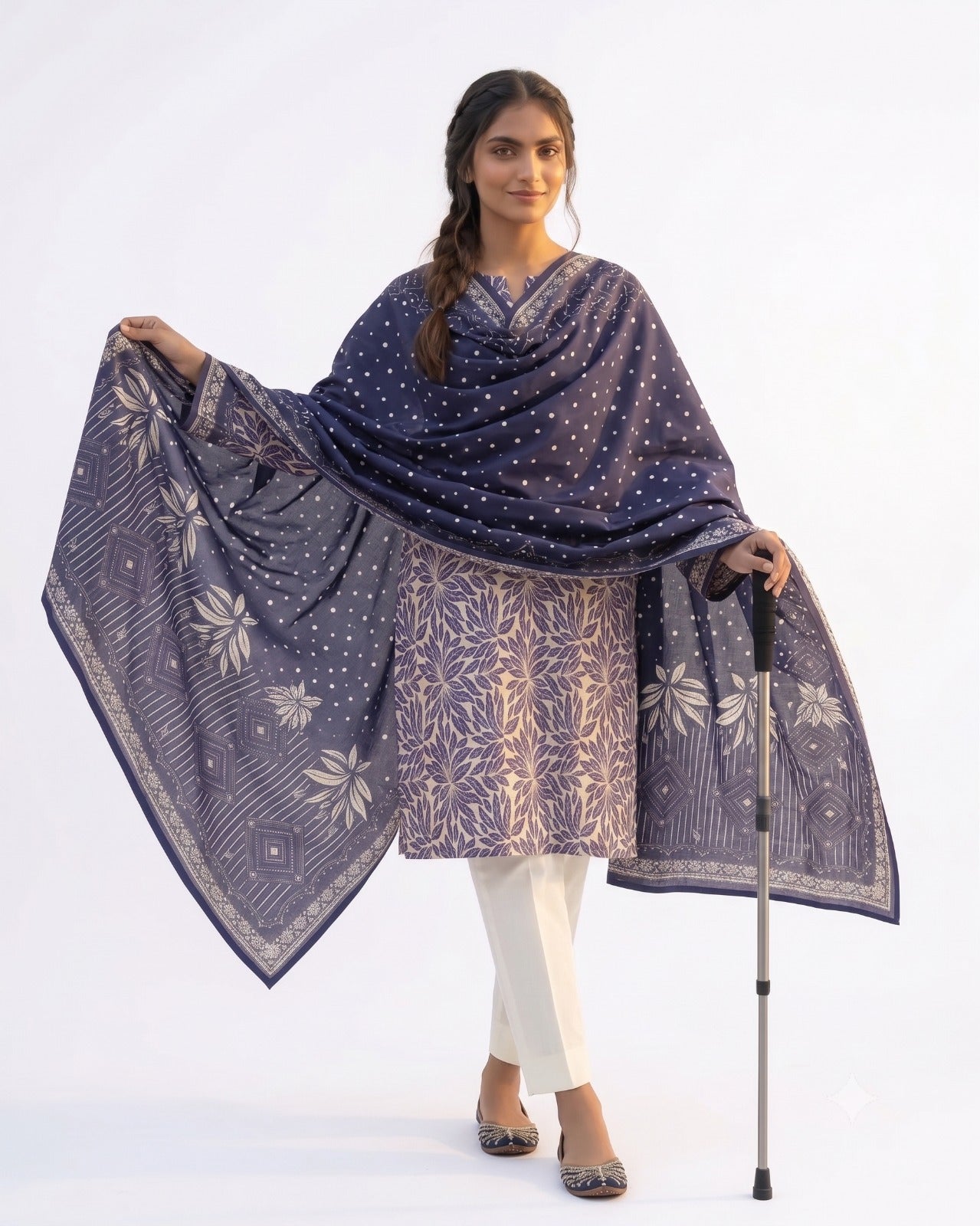 Midnight Indigo Printed 3-Piece Lawn Suit