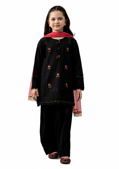 Midnight Blossom Kids Embroidered Lawn 2-Piece Suit