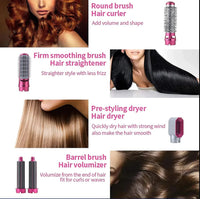 Hair Dryer Brush 5 in 1 Electric Blow Dryer Hair Comb Curling Wand Detachable Brush Kit Negative Ion Straightener Hair Curler ( random color)