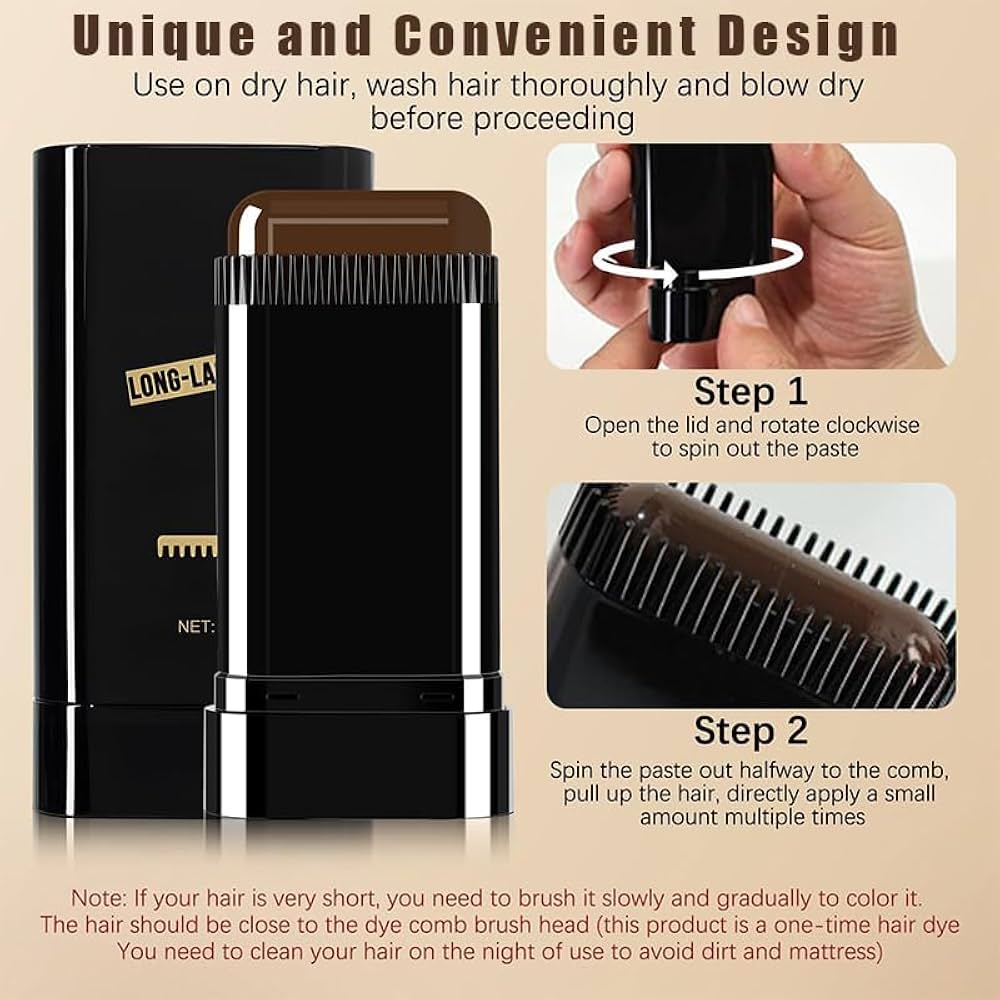 Hairdressing Wand Instant Root Touch-Up – Natural Hair Color Stick for Hair Coverage - Black (20g)