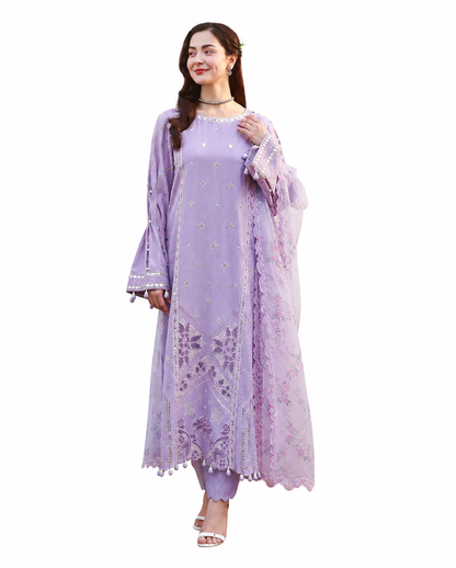 Lavender Grace – Embroidered Lilac Luxury Suit Set