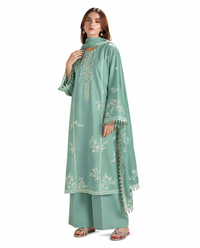 Mint Serenity – Embroidered Sage Green Luxury Suit Set