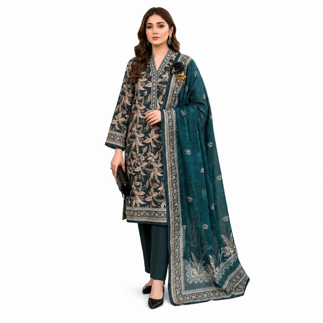 Emerald Bloom Printed Lawn Suit