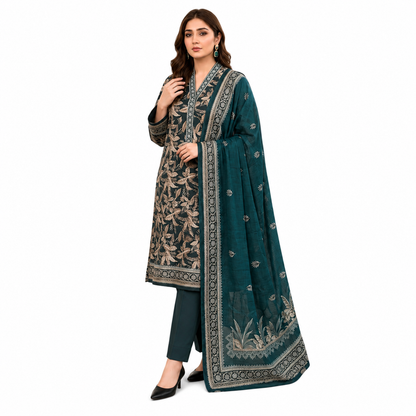 Emerald Bloom Printed Lawn Suit