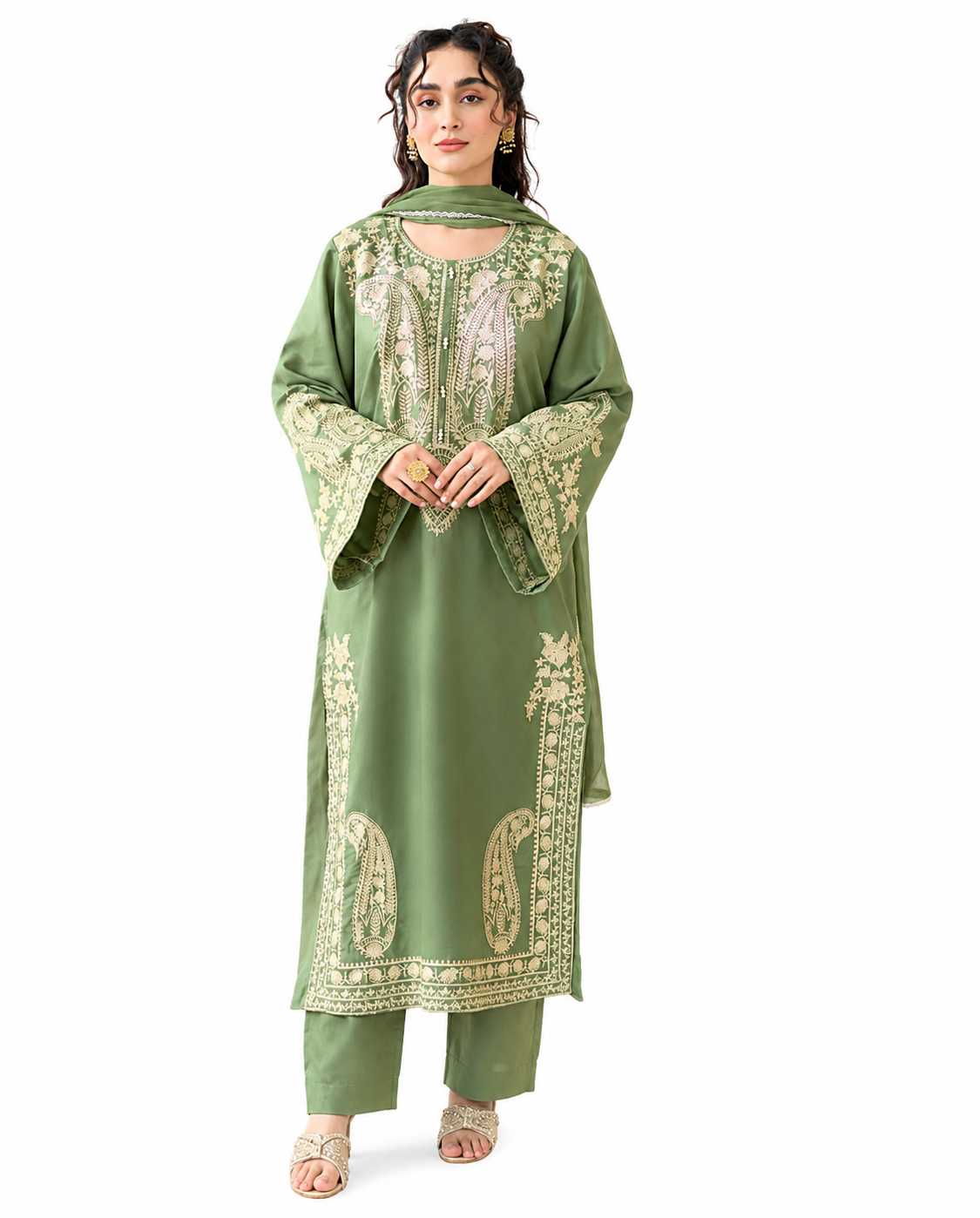 Mirana Sage Elegance Premium Embroidered 3 Piece Lawn Suit