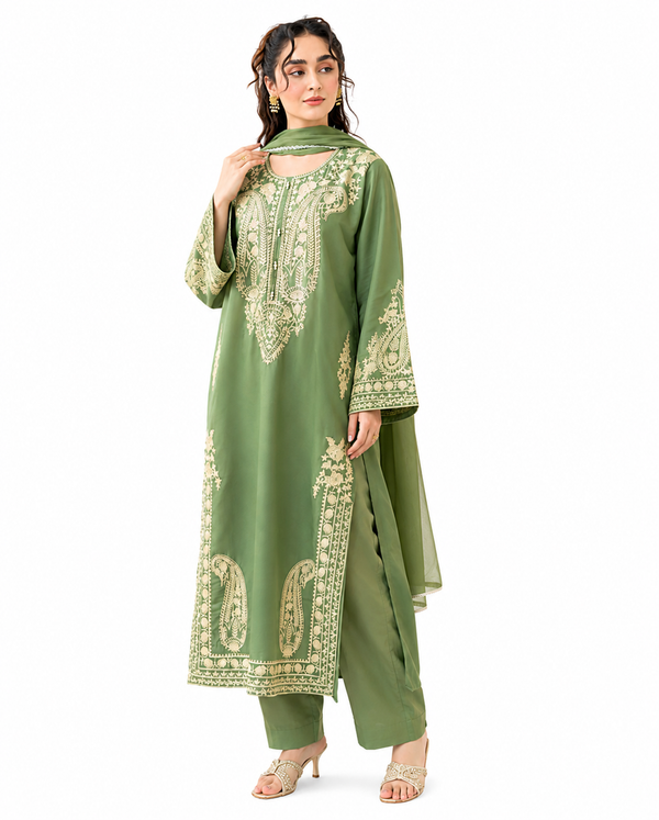 Mirana Sage Elegance Premium Embroidered 3 Piece Lawn Suit