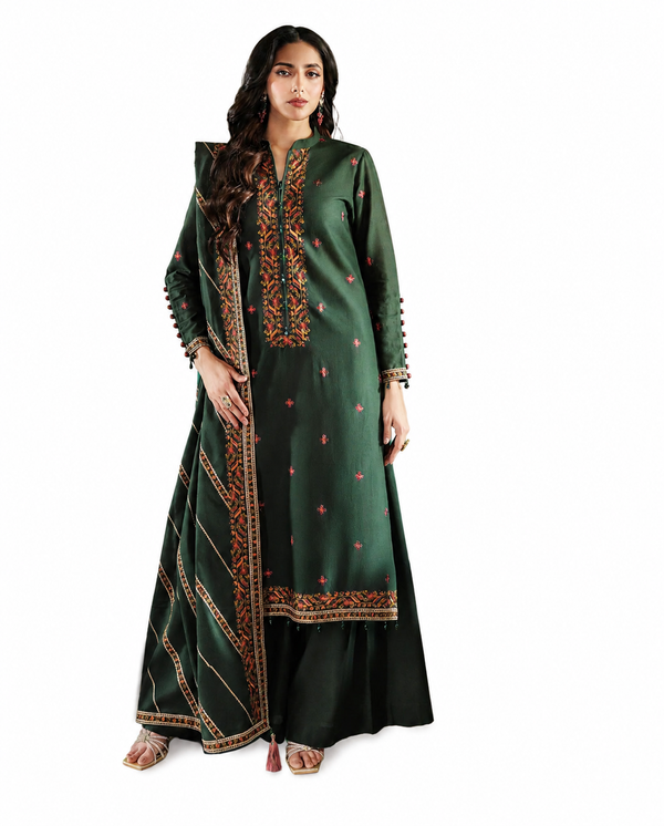 💚 Kayseria Premium Embroidered Luxury Lawn | Elegant Green 3 Piece Suit ✨