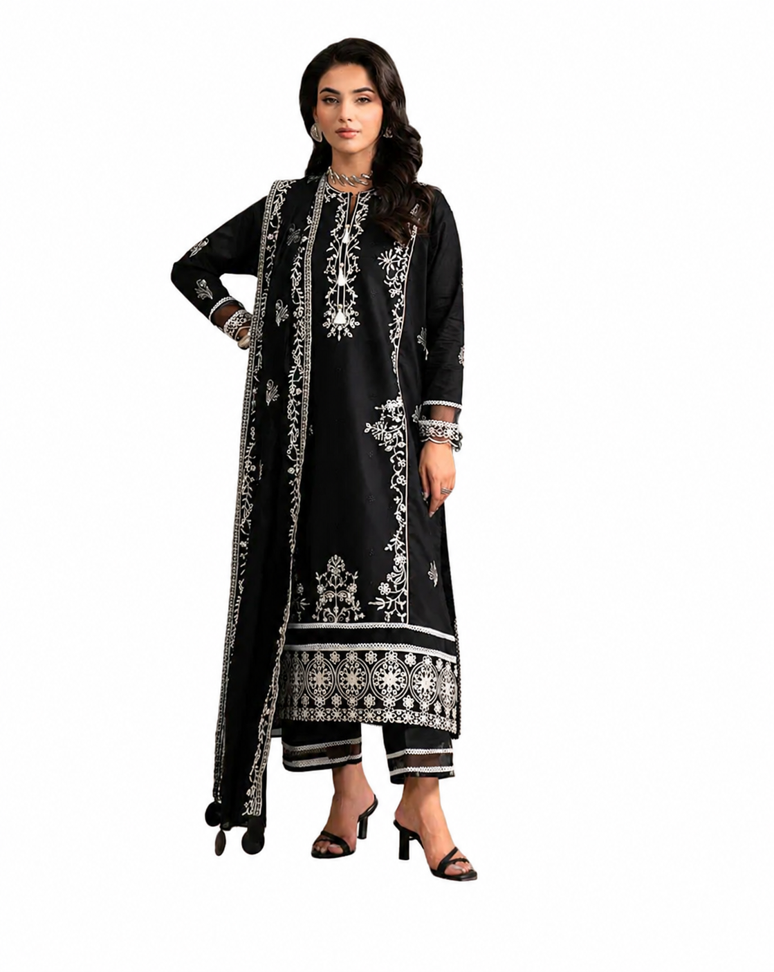 🖤 Zara Shahjahan Premium Embroidered Luxury Lawn | Classic Black 3 Piece Suit ✨