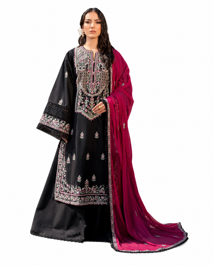 Zarposh Deevani Festive Embroidered Luxury Lawn 3 Piece Suit | AK-3343