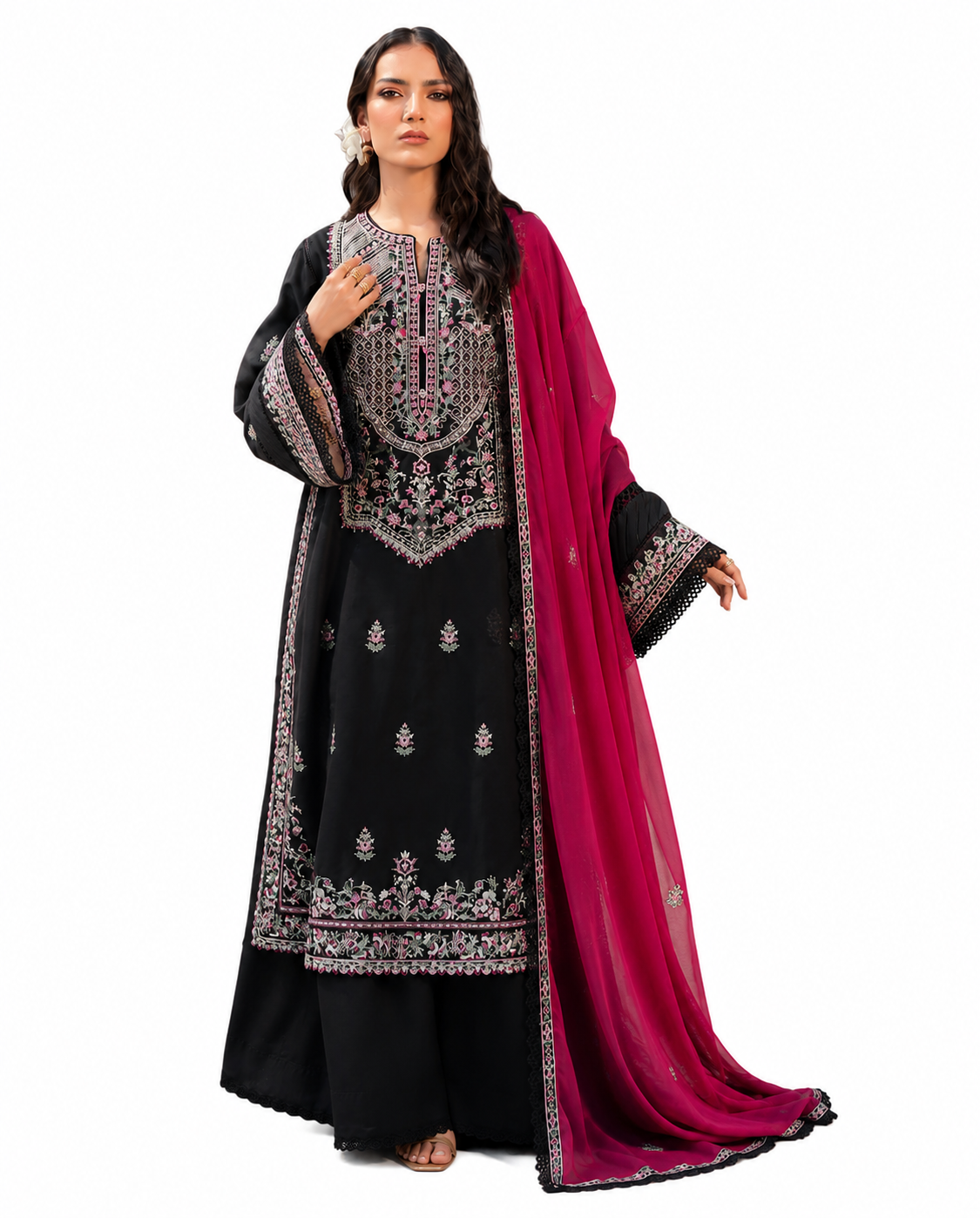 Zarposh Deevani Festive Embroidered Luxury Lawn 3 Piece Suit | AK-3343