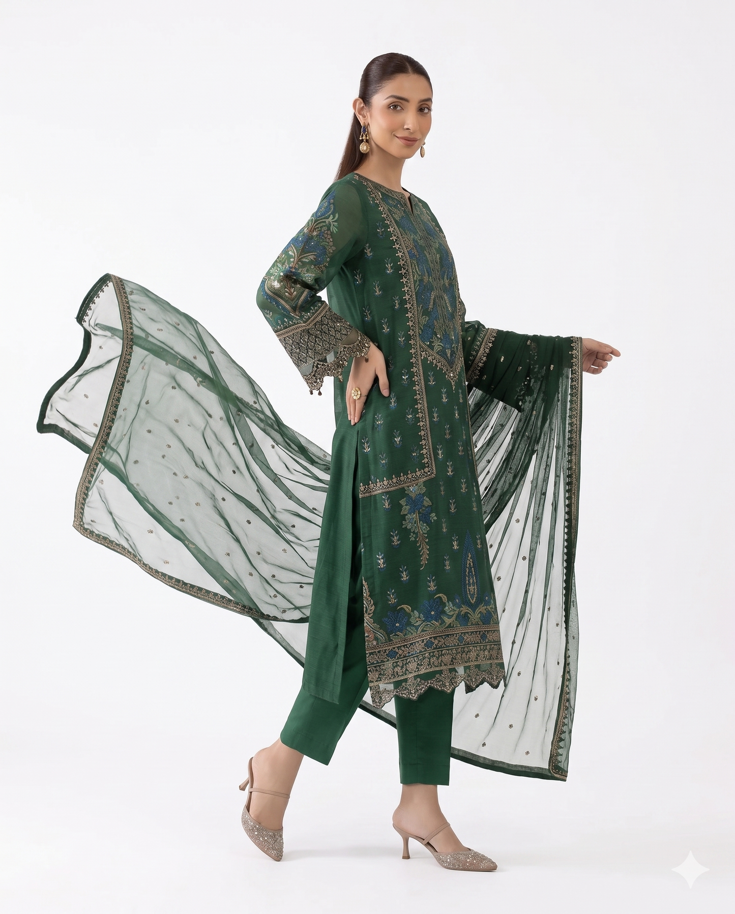 Maria.B. Premium Embroidered Luxury Lawn 3-Piece Suit (AK-3364) – Emerald Green