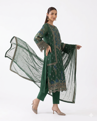 Maria.B. Premium Embroidered Luxury Lawn 3-Piece Suit (AK-3364) – Emerald Green