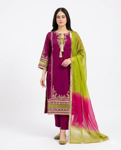 Asim Jofa Festive Embroidered Luxury Lawn – 3-Piece Suit (AK-3362