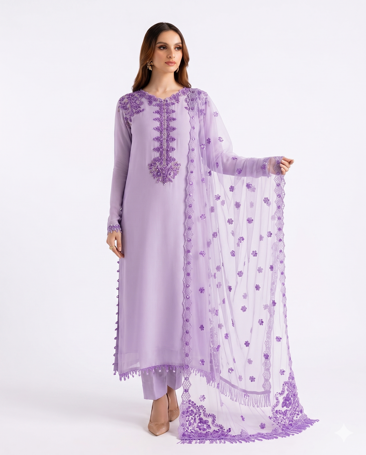 IZNIK Premium Embroidered Luxury Lawn 3-Piece Suit (AK-3407) – Lilac