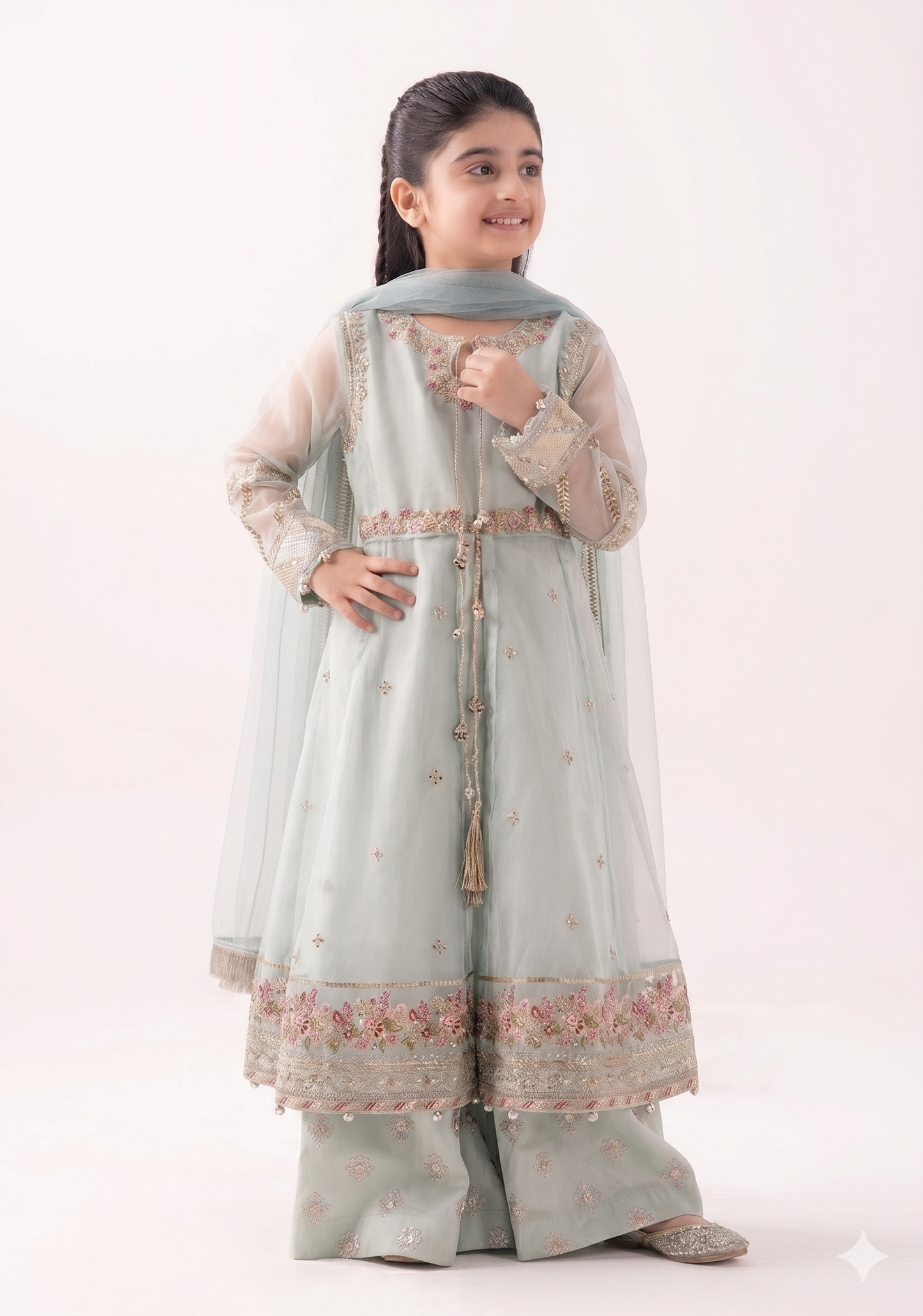 Maria.B. Kids Embroidered Luxury Lawn 2-Piece Suit (AK-2205) – Pastel Sage