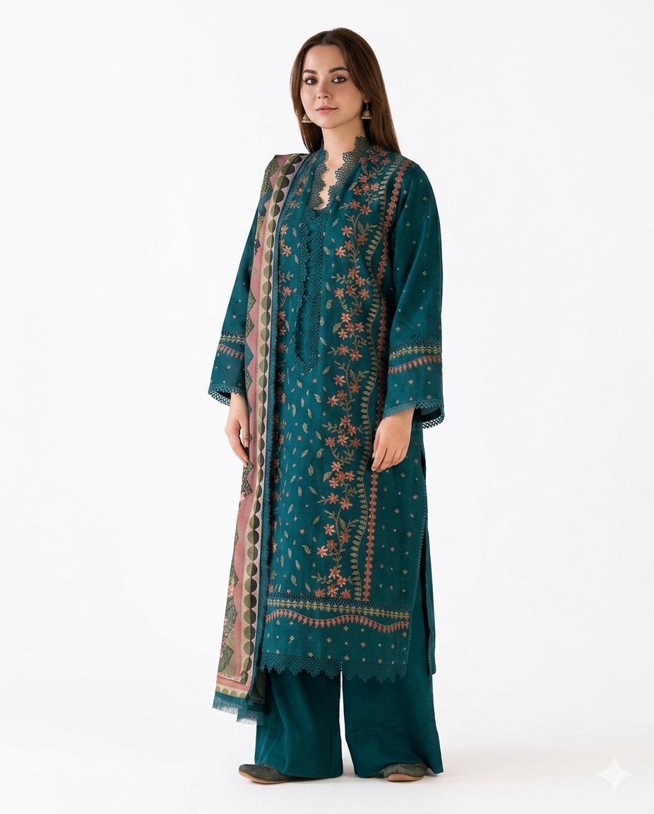 Sobia Nazir Premium Embroidered Luxury Lawn – Emerald Forest