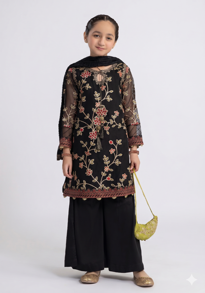 Maria.B. Kids Embroidered Luxury Lawn 2-Piece Suit (AK-2260) – Obsidian Black