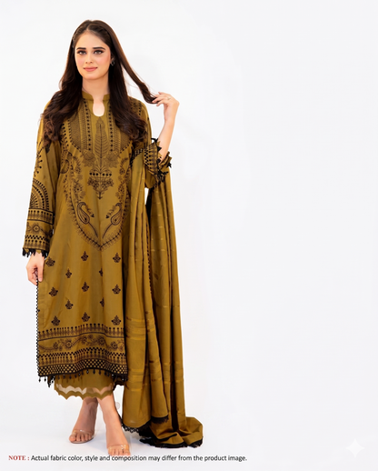 Mustard Heritage Premium Embroidered 3 Piece Lawn Suit