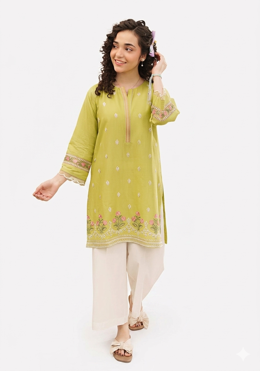 Pink Petals Kids Embroidered Luxury Lawn - AK-2241