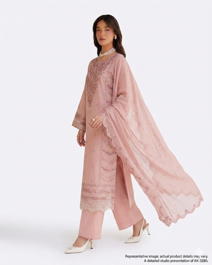 Batik Gulzaar Premium Embroidered Luxury Lawn – Dusty Rose Charm