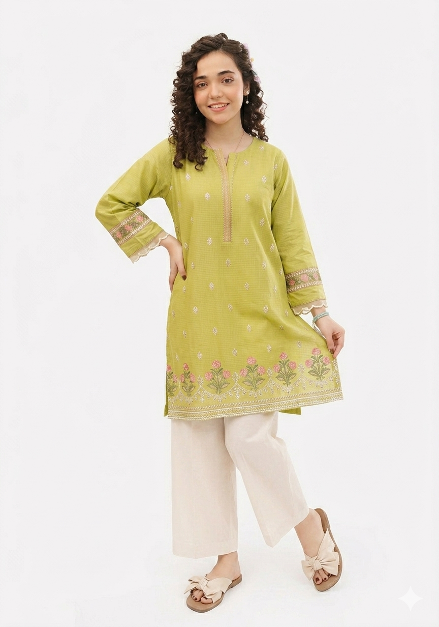 Pink Petals Kids Embroidered Luxury Lawn - AK-2241