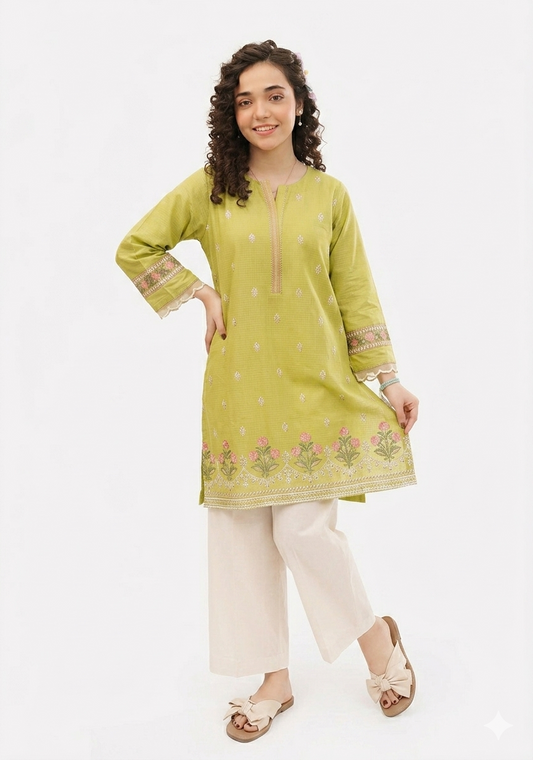 Pink Petals Kids Embroidered Luxury Lawn - AK-2241