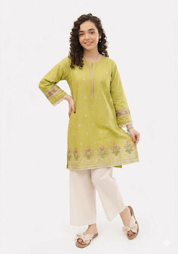 Pink Petals Kids Embroidered Luxury Lawn - AK-2241