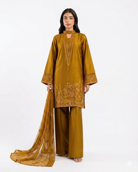 Naqshi Premium Embroidered Luxury Lawn – Ochre Radiance