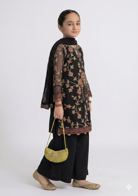 Maria.B. Kids Embroidered Luxury Lawn 2-Piece Suit (AK-2260) – Obsidian Black
