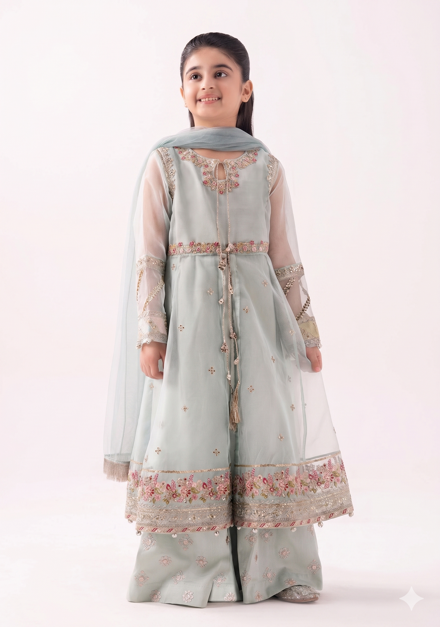 Maria.B. Kids Embroidered Luxury Lawn 2-Piece Suit (AK-2205) – Pastel Sage