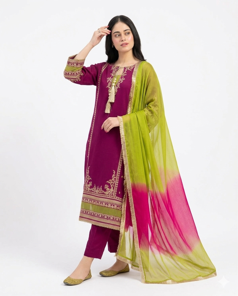 Asim Jofa Festive Embroidered Luxury Lawn – 3-Piece Suit (AK-3362