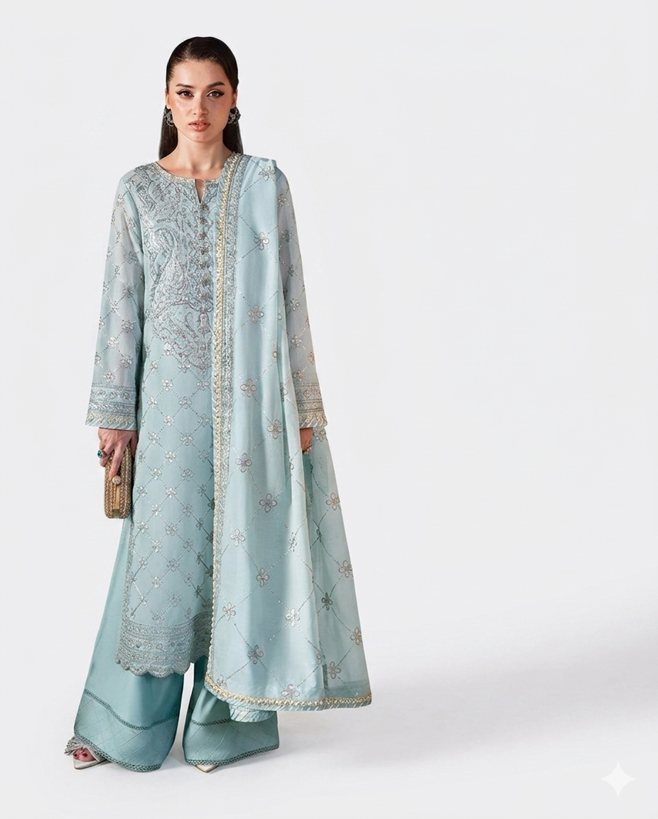 Asim Jofa Premium Embroidered Luxury Lawn – 3-Piece Suit (AK-3281)