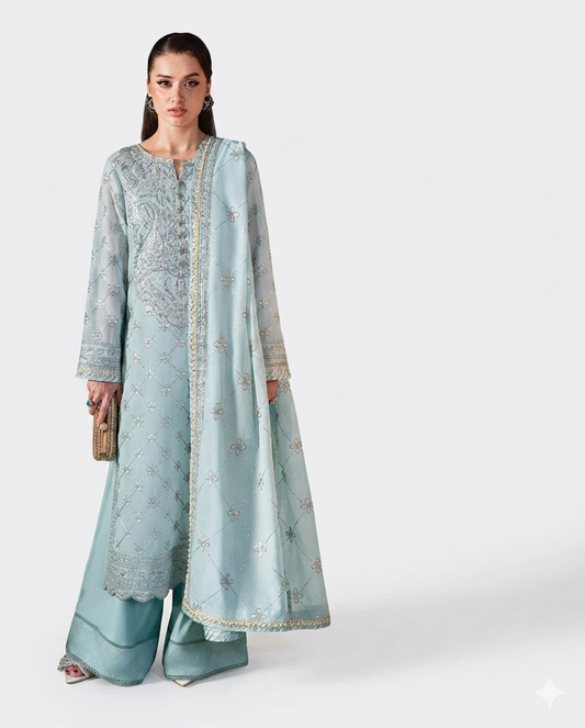 Asim Jofa Premium Embroidered Luxury Lawn – 3-Piece Suit (AK-3281)