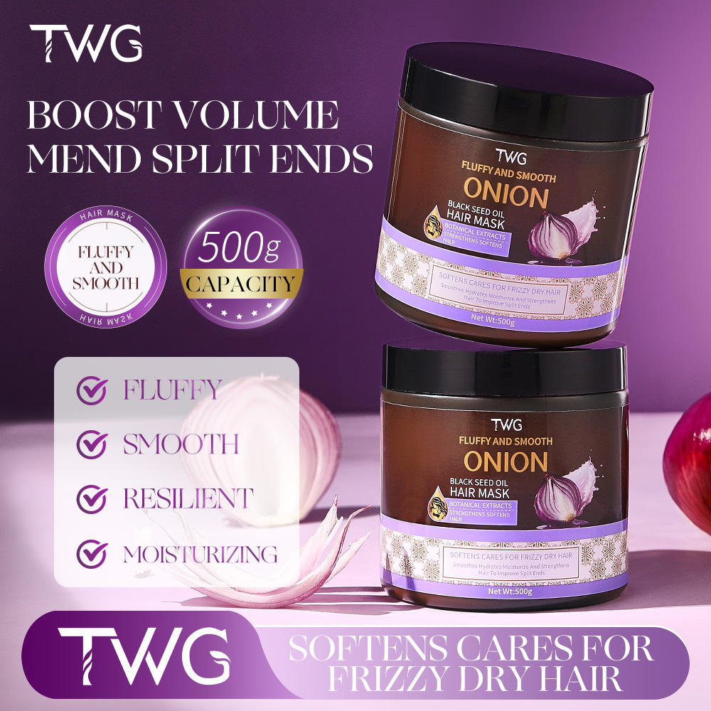 TWG RTS New Arrivals Onion Black Seed Oil Fluffy Hair Mask Repair Anti Frizz Hair Care Nourishing Moisturizing Onion Hair Mask