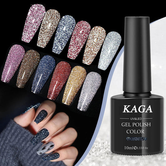 Oem Odm Wholesale Factory Supply Natural Shiny Disco Gel Polish Holographic Glitter UV LED Soak Reflective Nail Art Gel Bottle