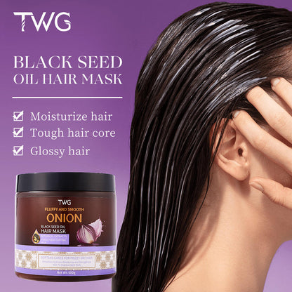 TWG RTS New Arrivals Onion Black Seed Oil Fluffy Hair Mask Repair Anti Frizz Hair Care Nourishing Moisturizing Onion Hair Mask