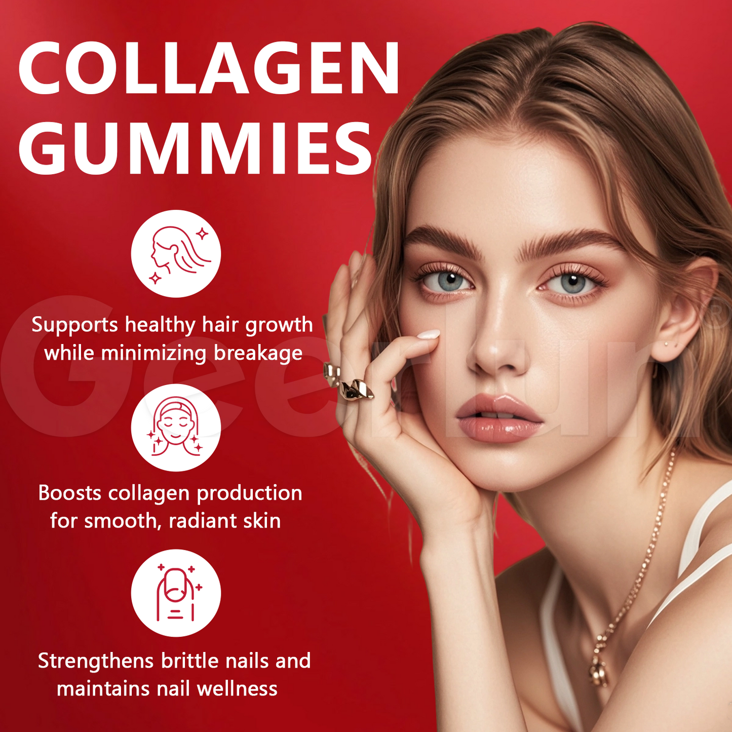 OEM Biotin Vitamin C Supplement Support Hair Nail Growth Beauty Skin Whitening Glutathione Collagen Gummies