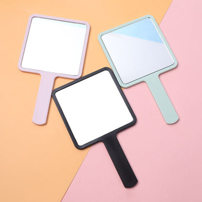 Zonyin Compact ABS Plastic Handheld Mirror Large Square Single-Sided Vanity Cosmetic Mirror Personalized Cute Small Handle