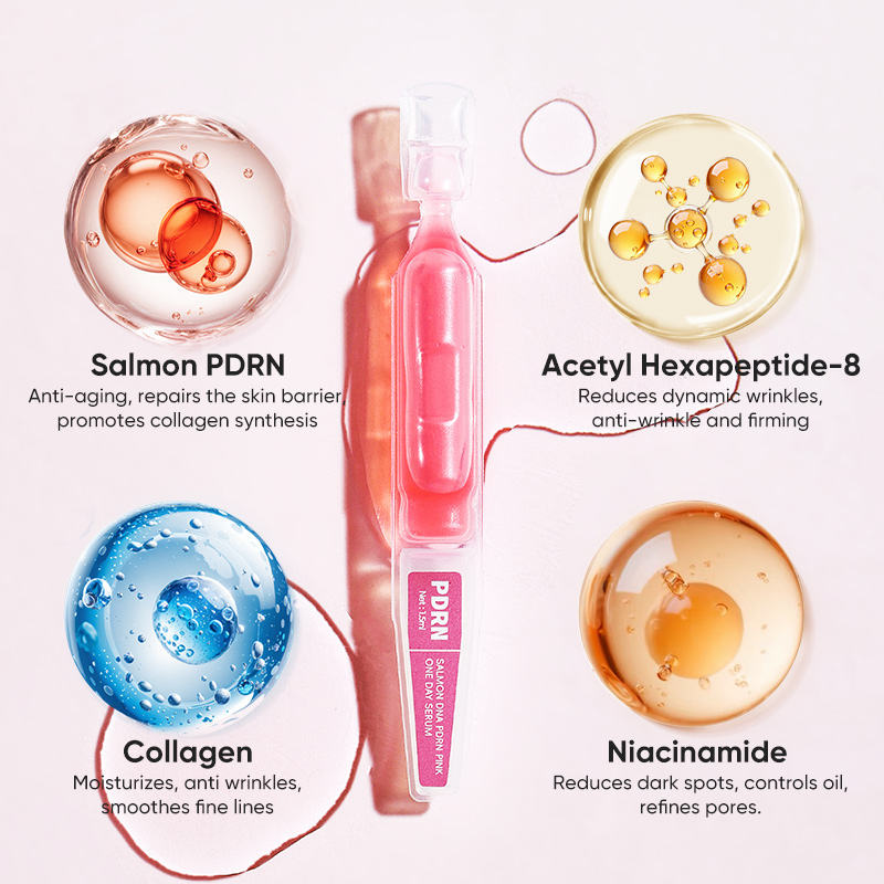 OEM Pdrn Skin Booster Serum Anti-age Moisturizing Pdrn Salmon Dna pink Peptide Serum 30ml 10 Pieces for Daily