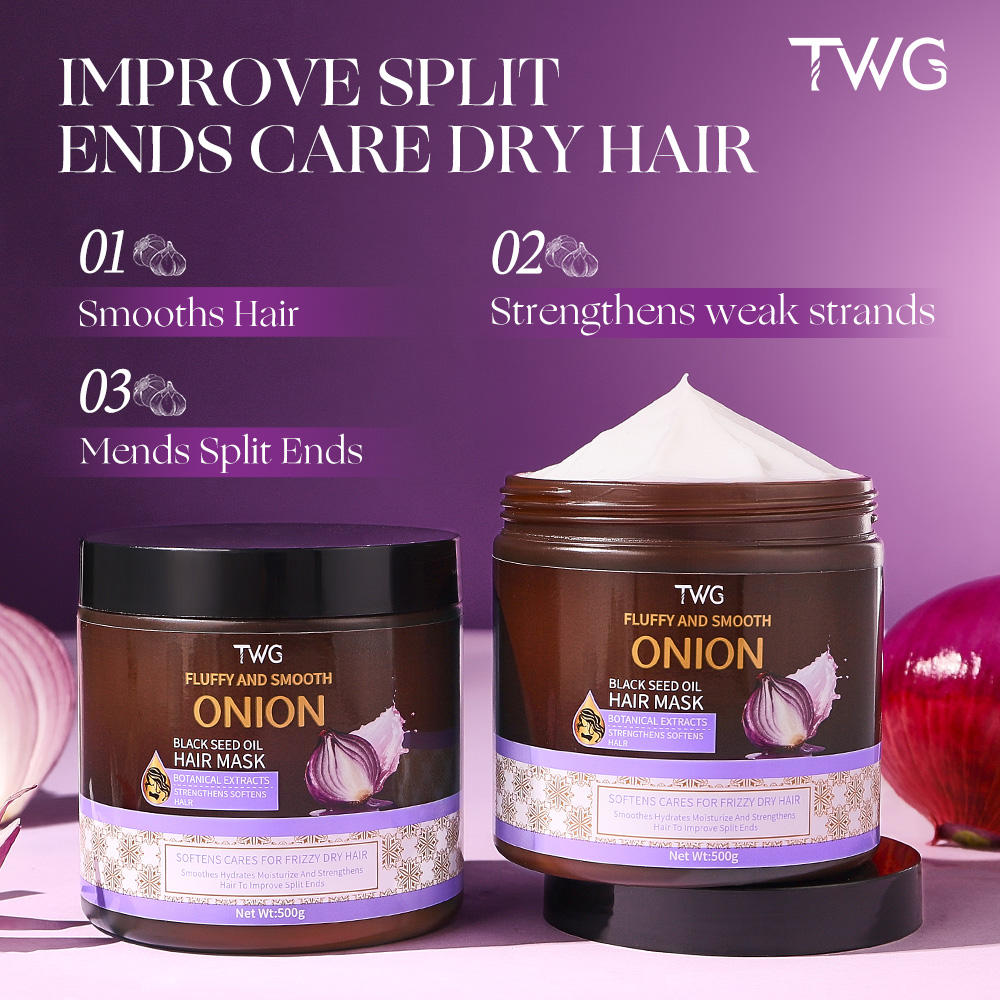 TWG RTS New Arrivals Onion Black Seed Oil Fluffy Hair Mask Repair Anti Frizz Hair Care Nourishing Moisturizing Onion Hair Mask