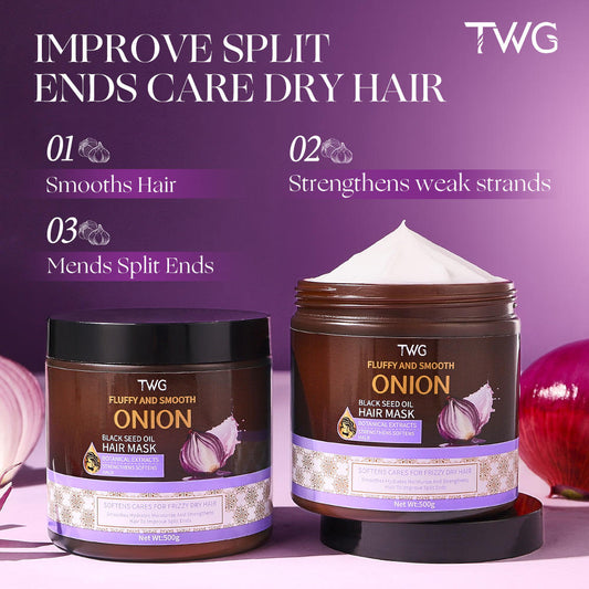 TWG RTS New Arrivals Onion Black Seed Oil Fluffy Hair Mask Repair Anti Frizz Hair Care Nourishing Moisturizing Onion Hair Mask