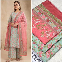 Pastel Mint & Pink Floral 3 Piece Lawn Suit